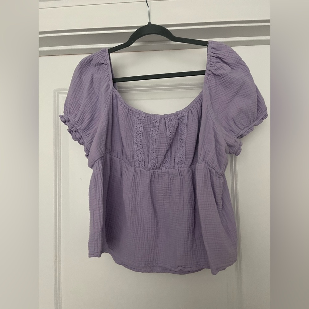 Scoop NYC puff sleeve babydoll top